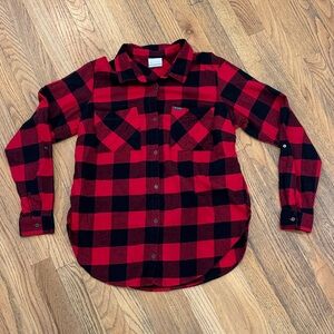 Columbia Red and Black Plaid Women's Button Down Shirt